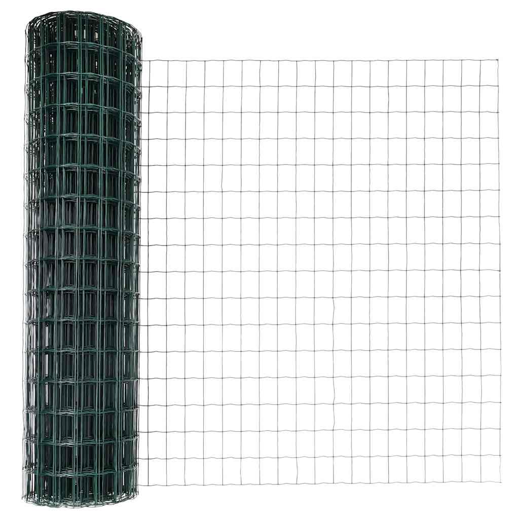 Vidaxl hek met paal groen 1 x 10 m staal en pvc
