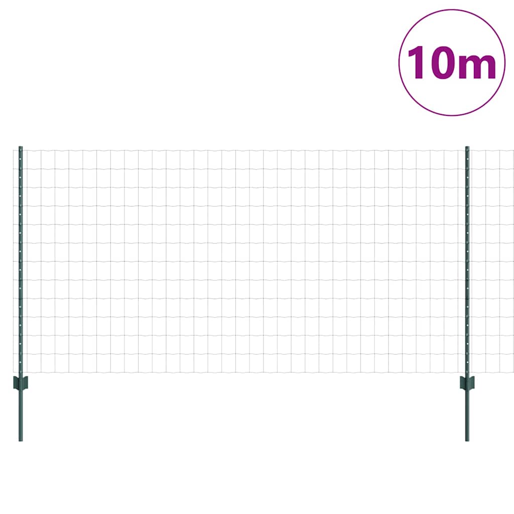Vidaxl hek met paal groen 1,2 x 10 m staal en pvc