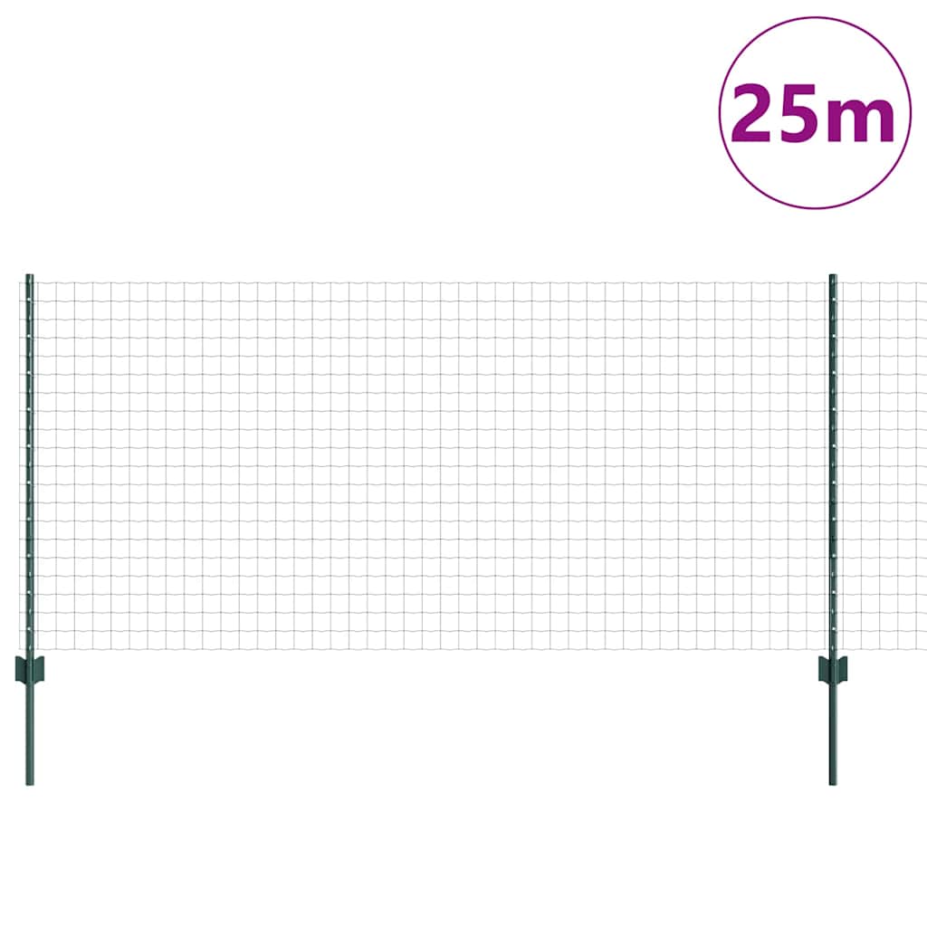 Vidaxl hek met paal groen 1 x 25 m staal en pvc