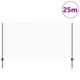 Vidaxl hek met paal groen 1,2 x 25 m staal en pvc
