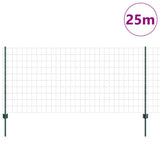 Vidaxl hek met paal groen 1 x 25 m staal en pvc