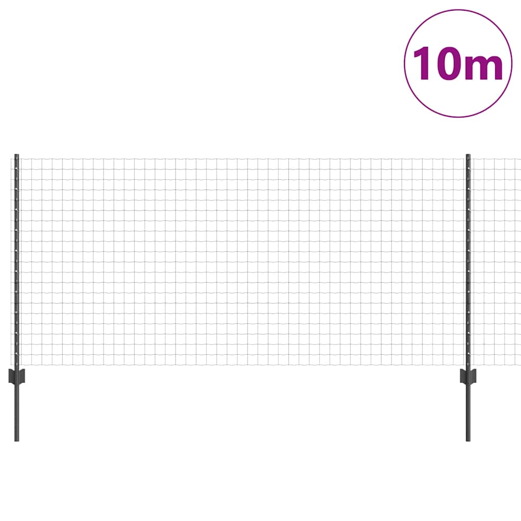Vidaxl hek met paal grijs 1 x 10 m staal en pvc