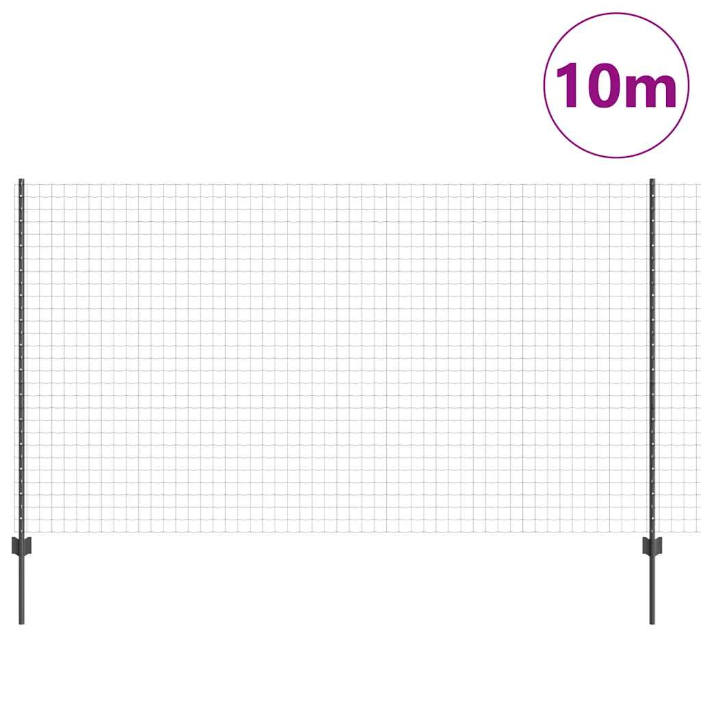 Vidaxl hek met paal grijs 1,4 x 10 m staal en pvc