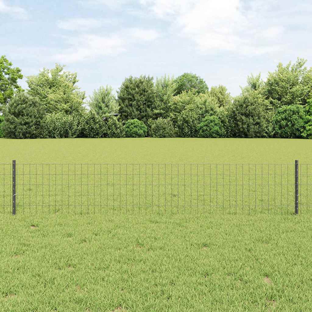 Vidaxl hek met paal grijs 0,4 x 10 m staal en pvc