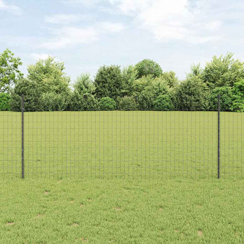Vidaxl hek met paal grijs 1 x 10 m staal en pvc