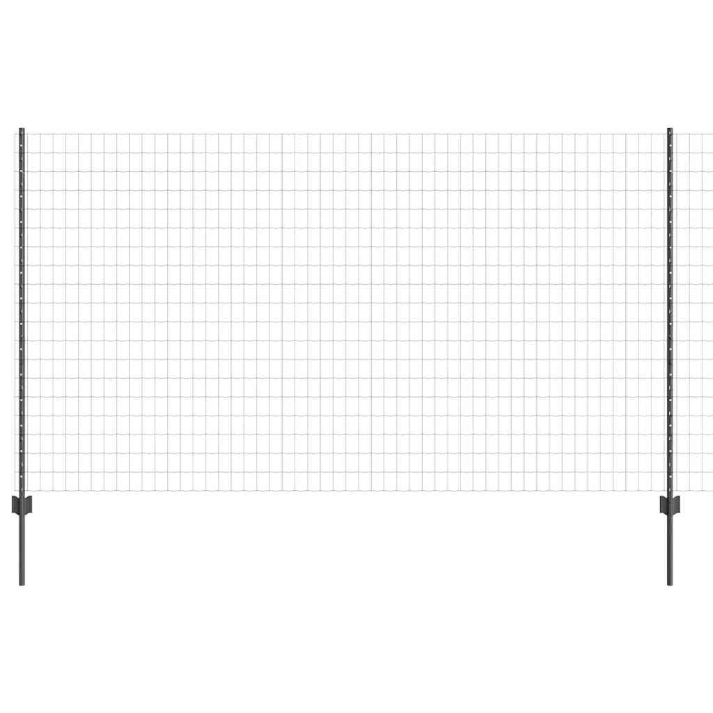 Vidaxl hek met paal grijs 1,4 x 10 m staal en pvc