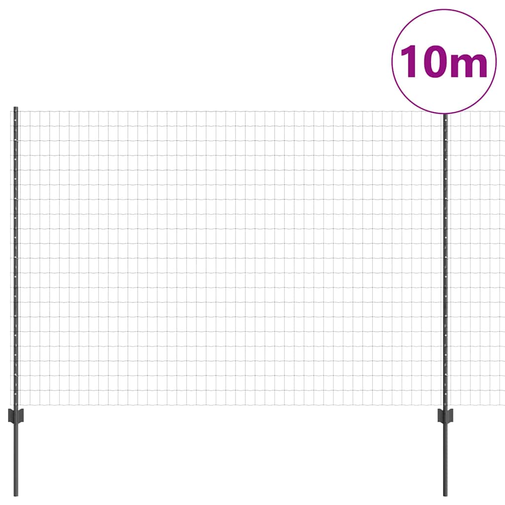 Vidaxl hek met paal grijs 1,6 x 10 m staal en pvc