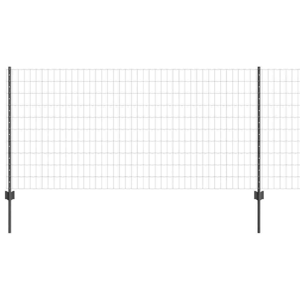Vidaxl hek met paal grijs 1 x 10 m staal en pvc