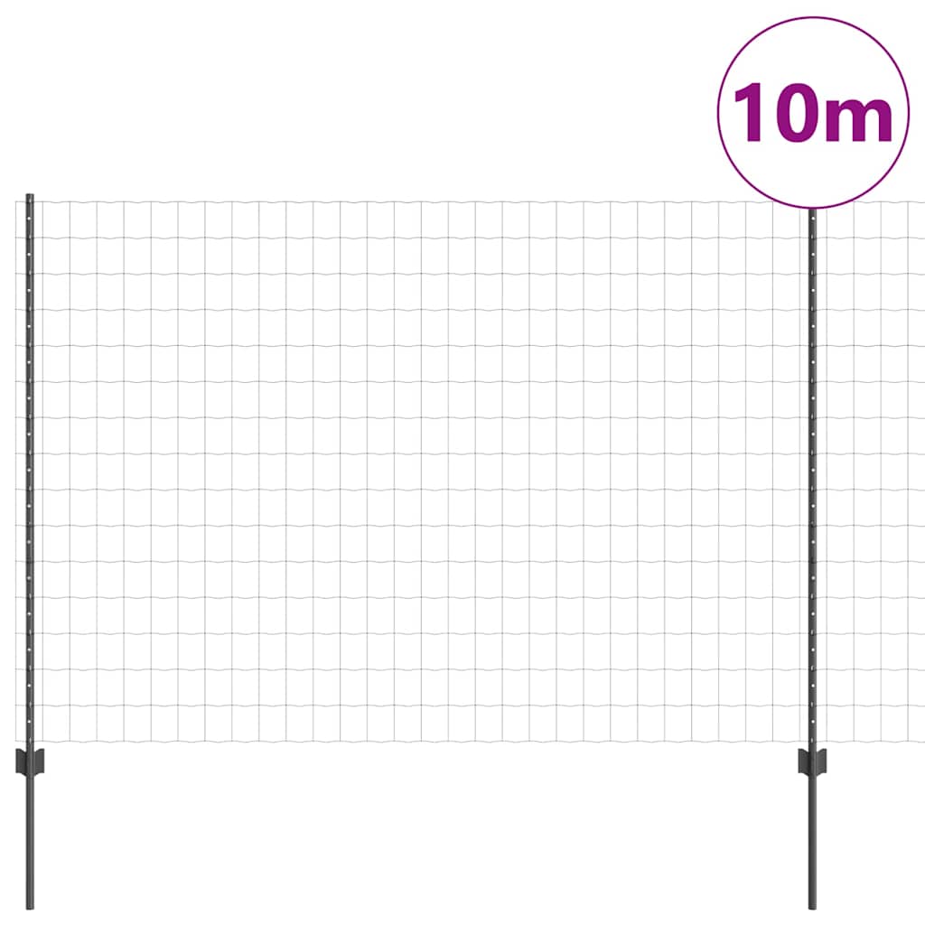Vidaxl hek met paal grijs 1,5 x 10 m staal en pvc