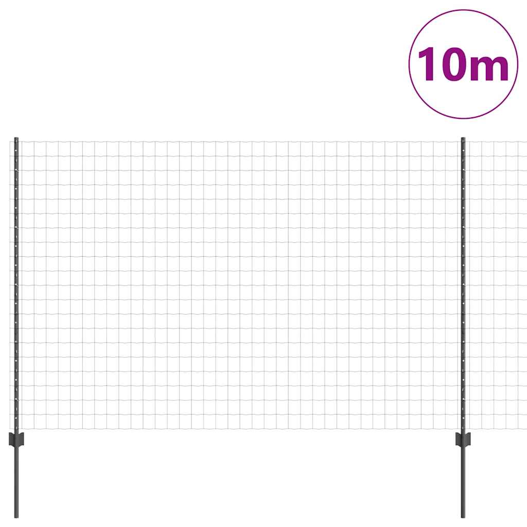 Vidaxl hek met paal grijs 1,6 x 10 m staal en pvc