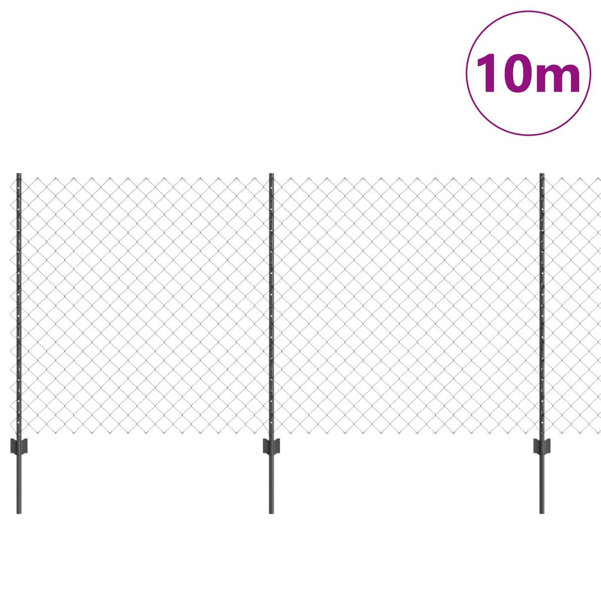 Vidaxl hek met paal grijs 1,2 x 10 m staal en pvc