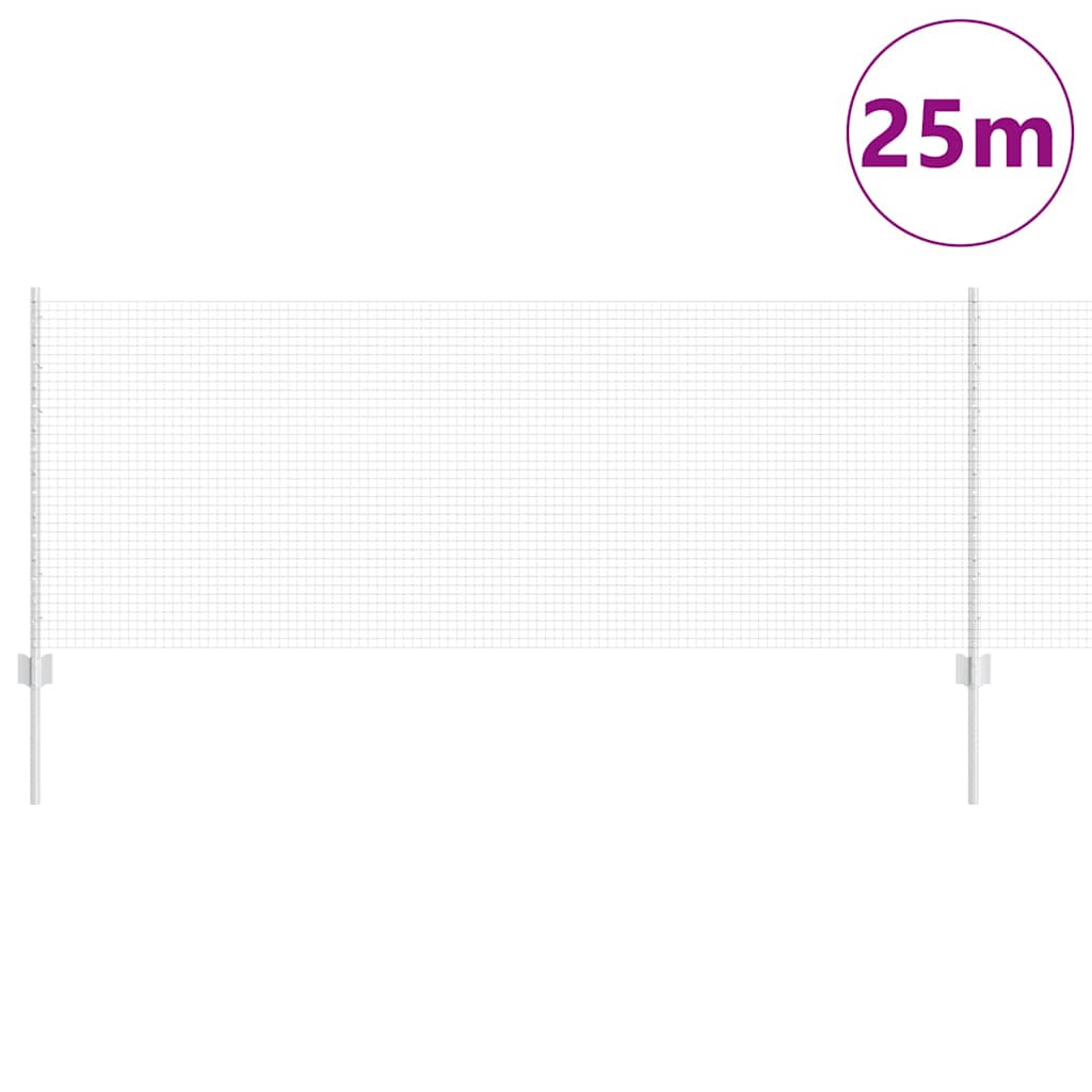 Vidaxl hek met paal zilver 0,8 x 25 m staal