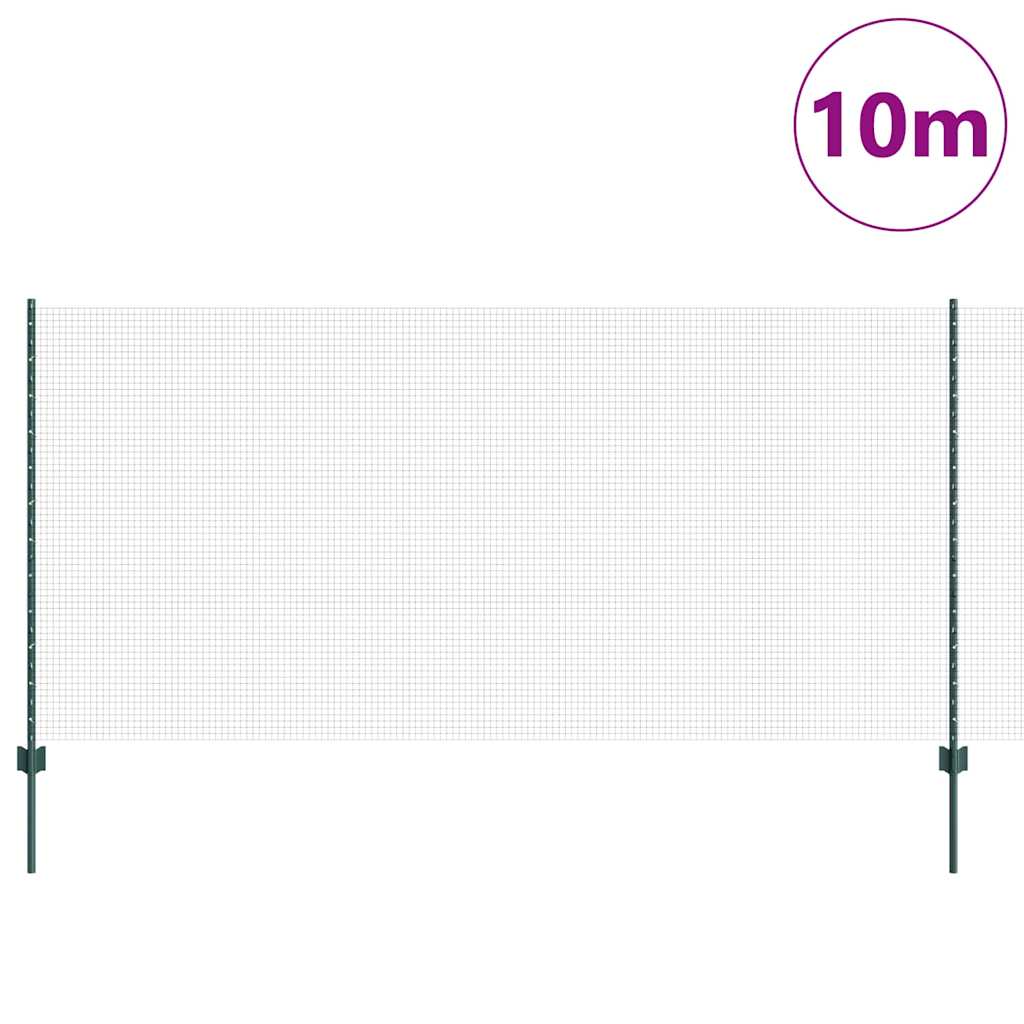 Vidaxl hek met paal groen 1,2 x 10 m staal en pvc
