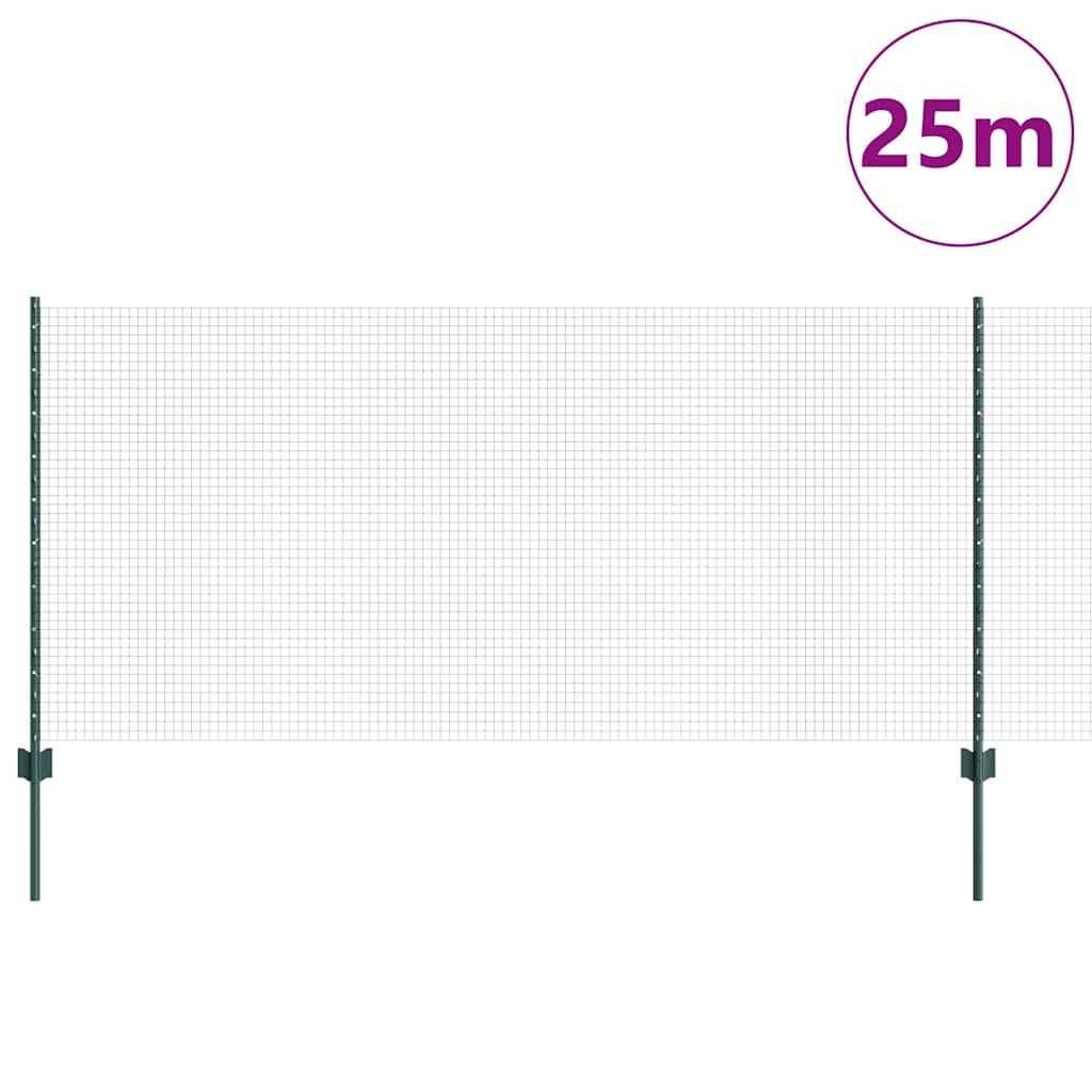 Vidaxl hek met paal groen 1 x 25 m staal