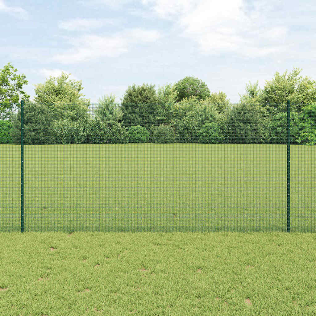 Vidaxl hek met paal groen 1,2 x 25 m staal en pvc