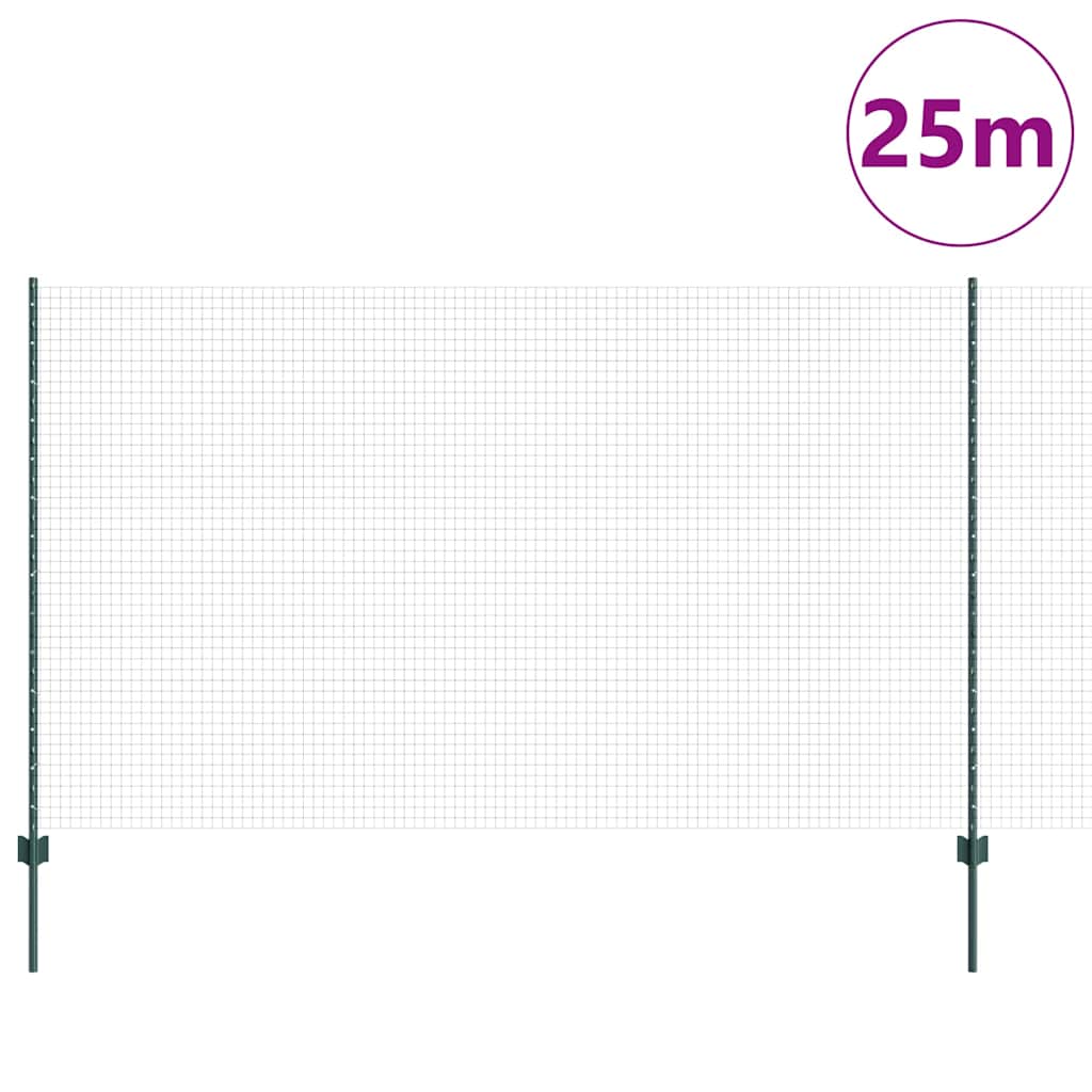 Vidaxl hek met paal groen 1,4 x 25 m staal en pvc