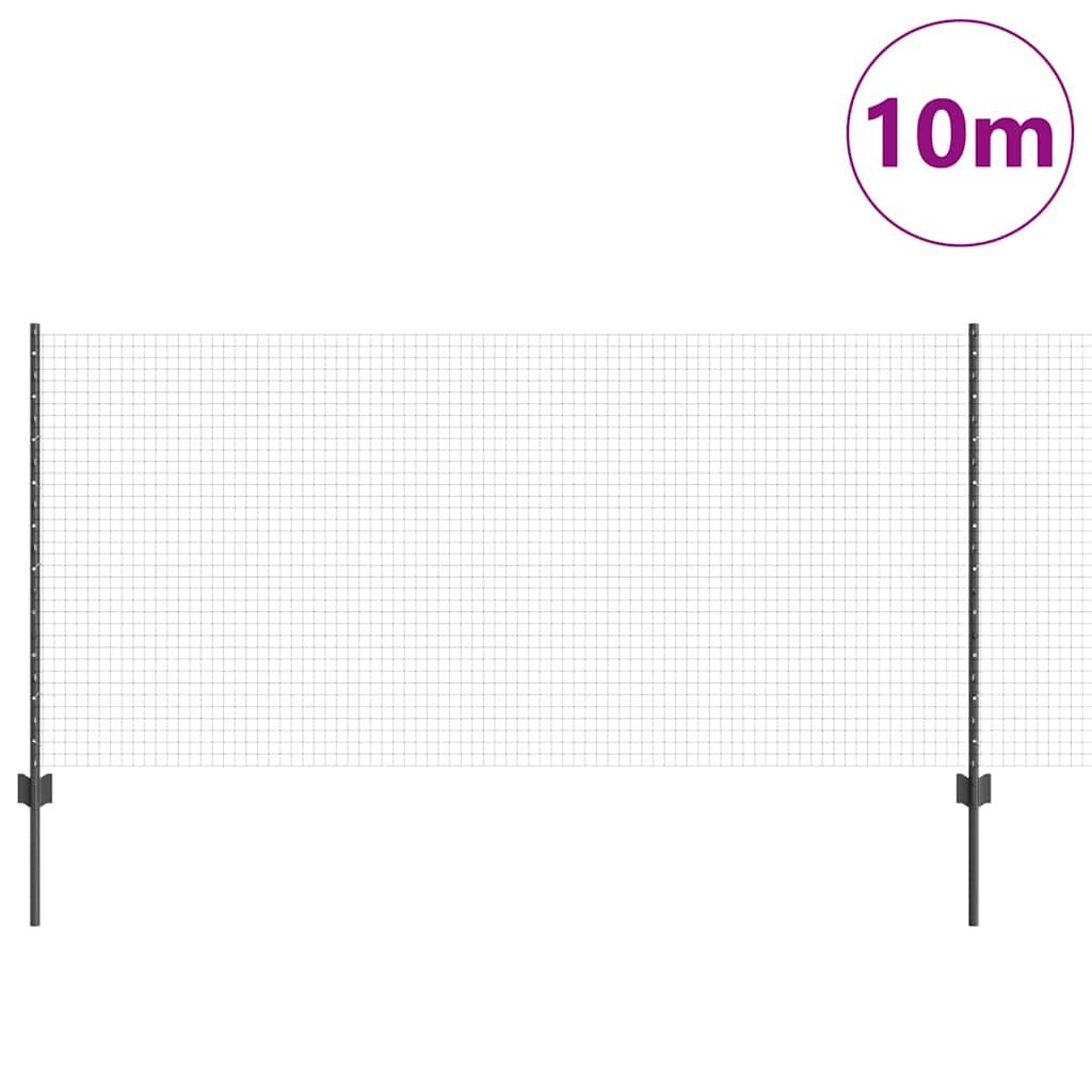 Vidaxl hek met paal grijs 1 x 10 m staal