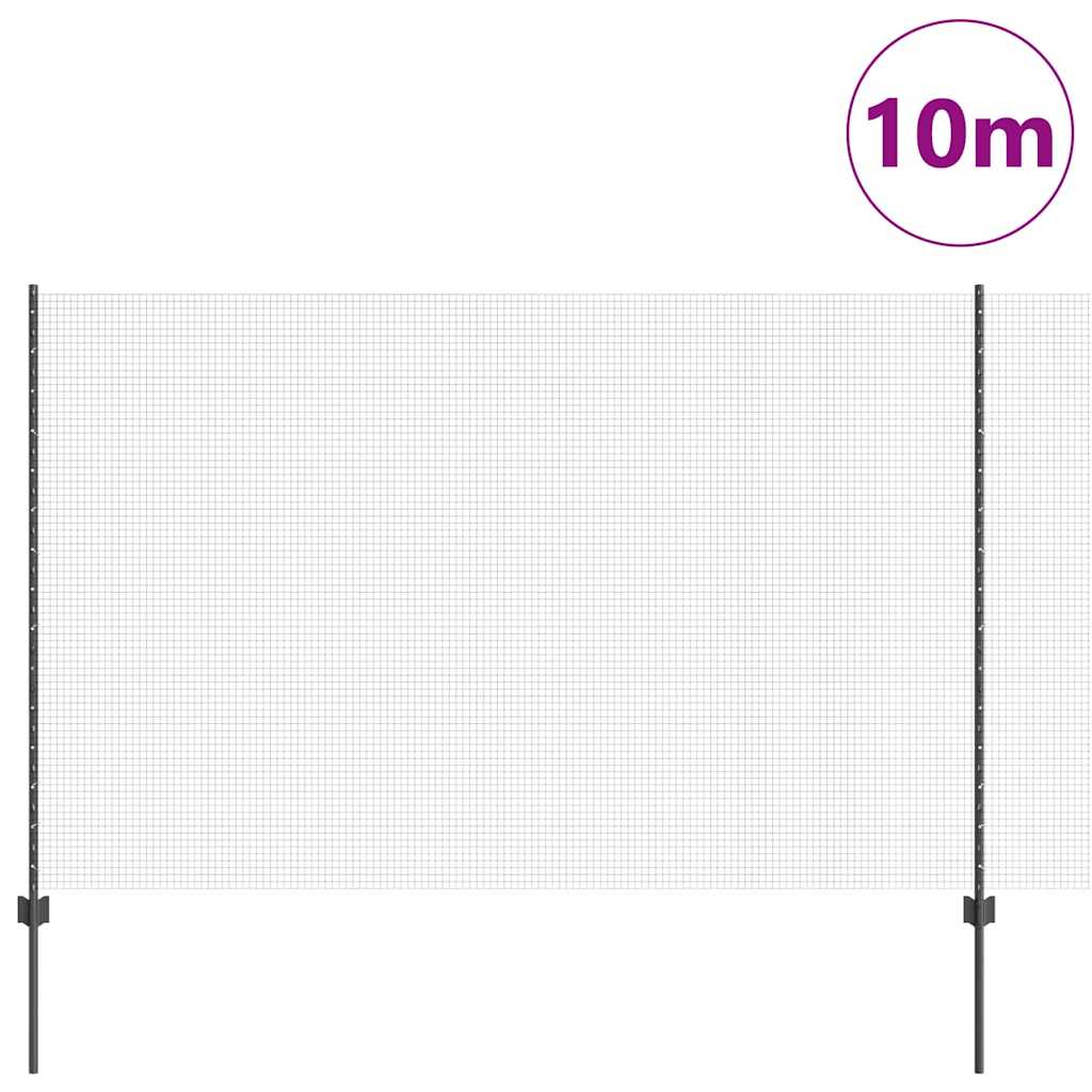 Vidaxl hek met paal grijs 1,6 x 10 m staal en pvc