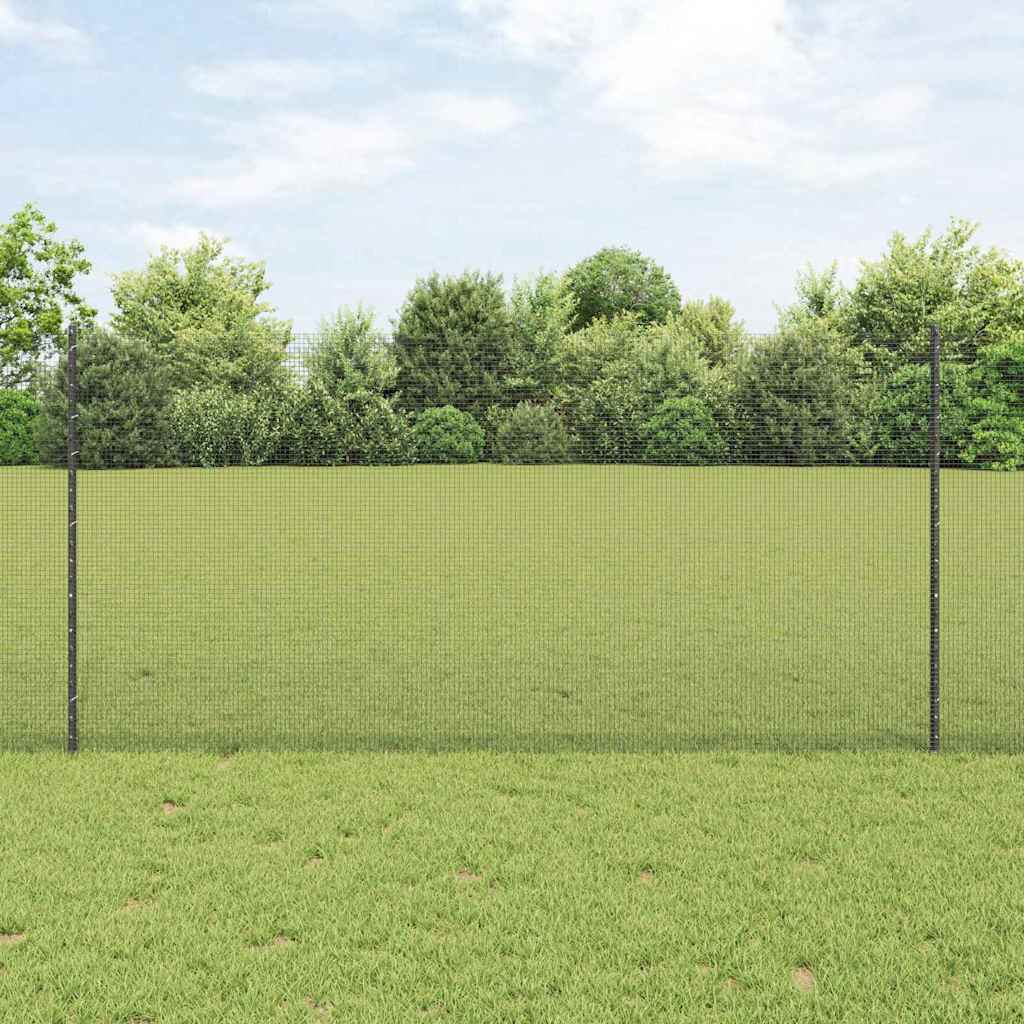 Vidaxl hek met paal grijs 1,2 x 25 m staal en pvc