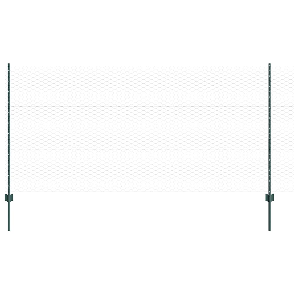 Vidaxl hek met paal groen 1,2 x 25 m staal