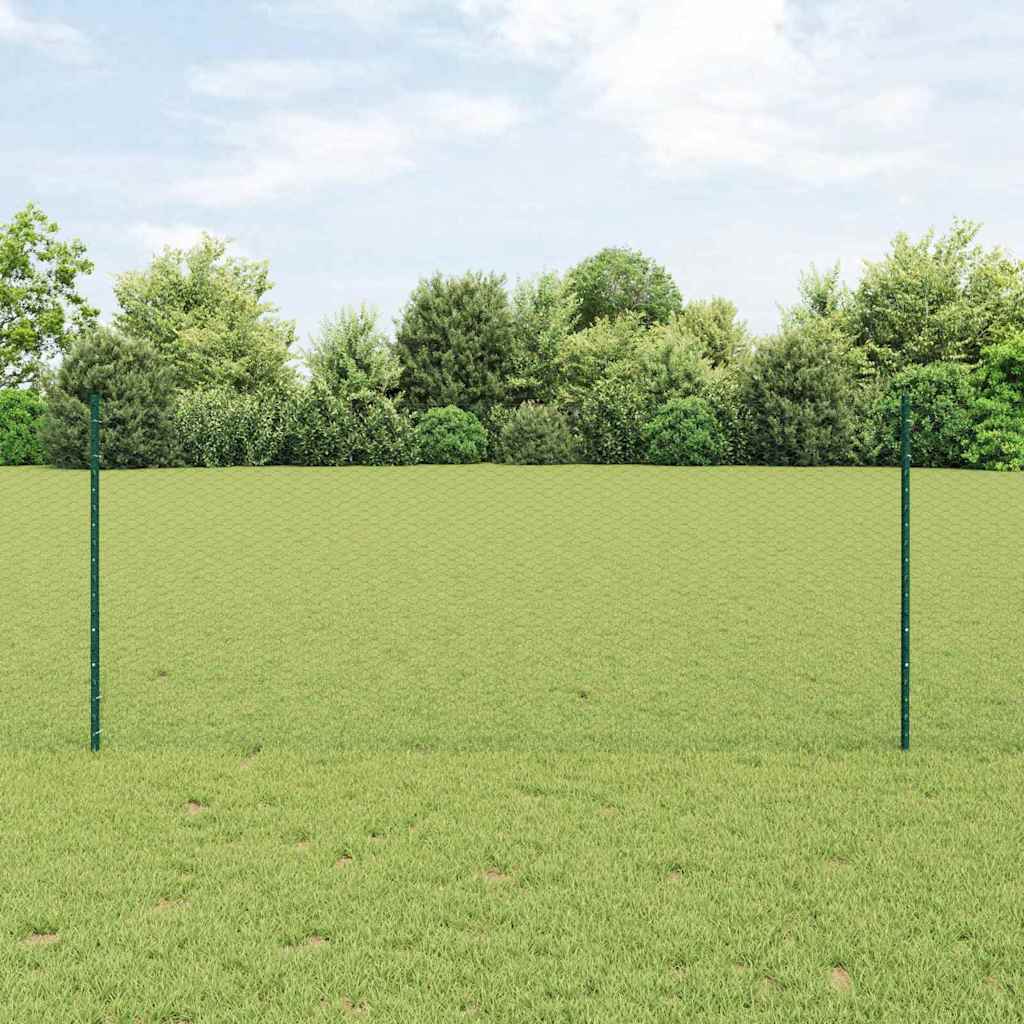 Vidaxl hek met paal groen 1 x 50 m staal en pvc