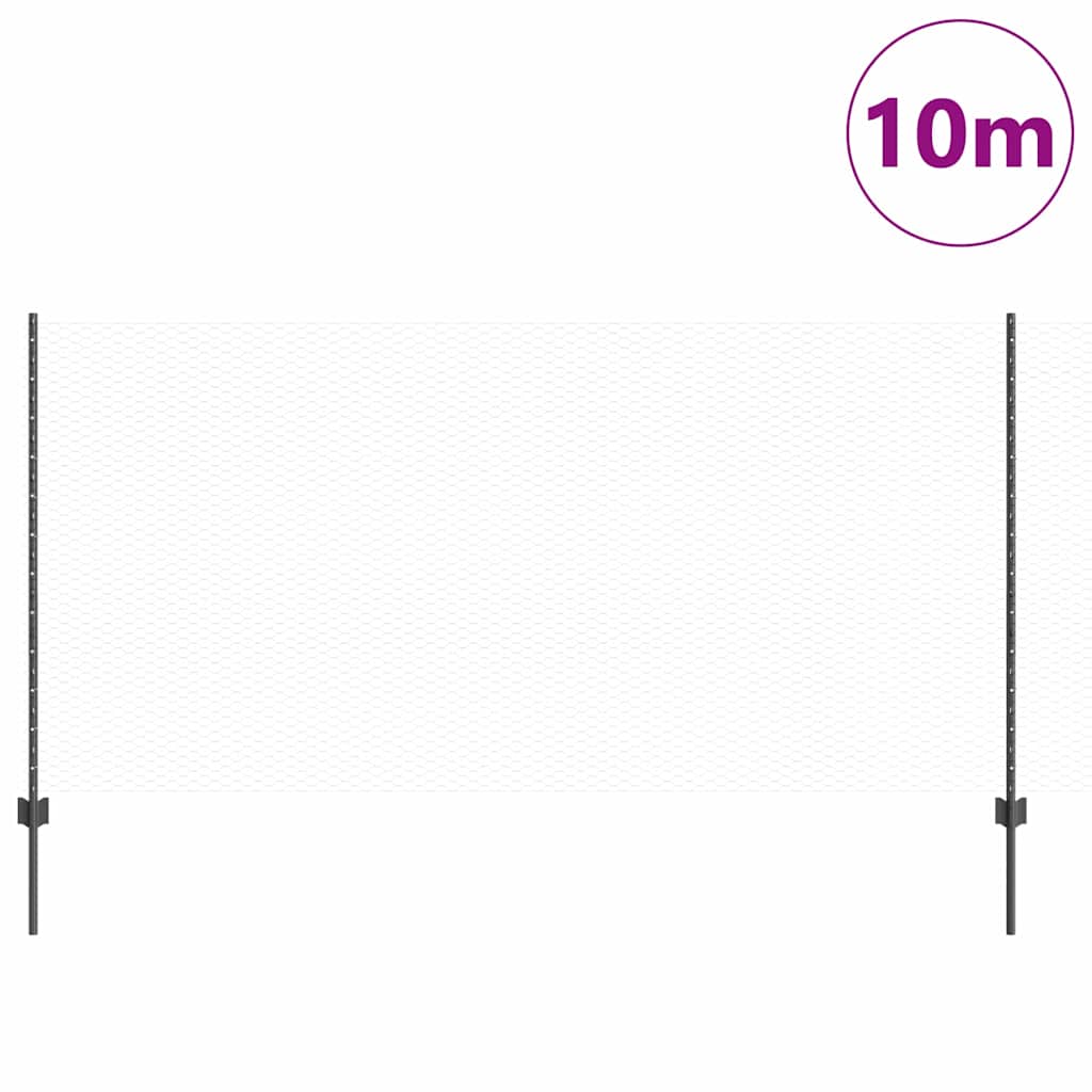 Vidaxl hek met paal grijs 1,2 x 10 m staal en pvc