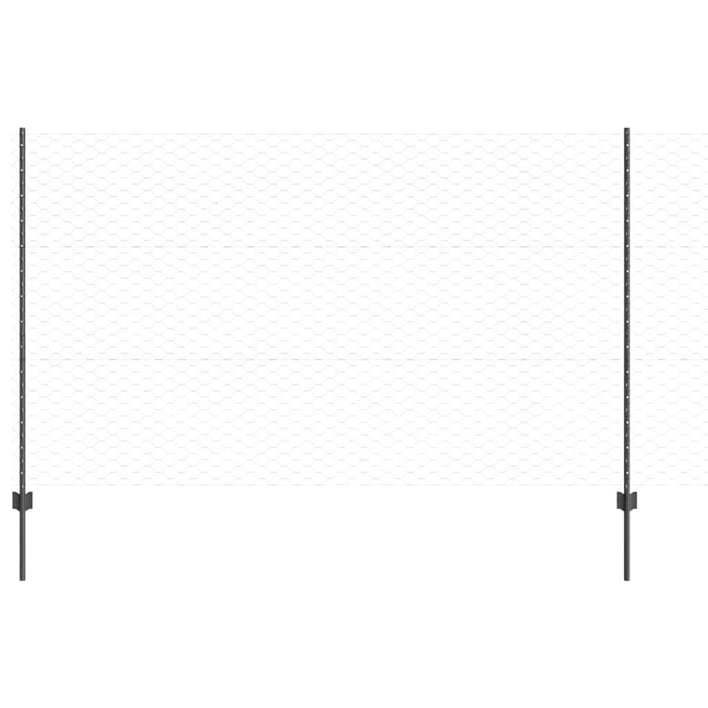 Vidaxl hek met paal grijs 1,4 x 25 m staal