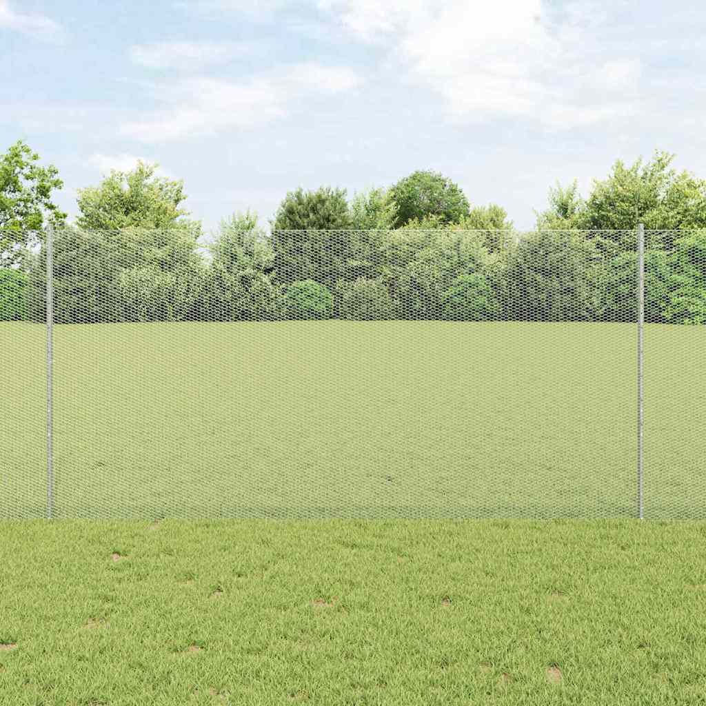 Vidaxl hek met paal zilver 1,2 x 10 m staal