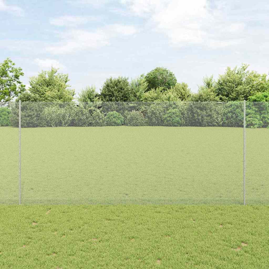 Vidaxl hek met paal zilver 1,4 x 25 m staal
