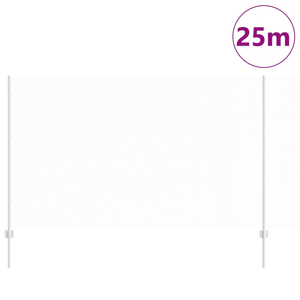 Vidaxl hek met paal zilver 1,4 x 25 m staal