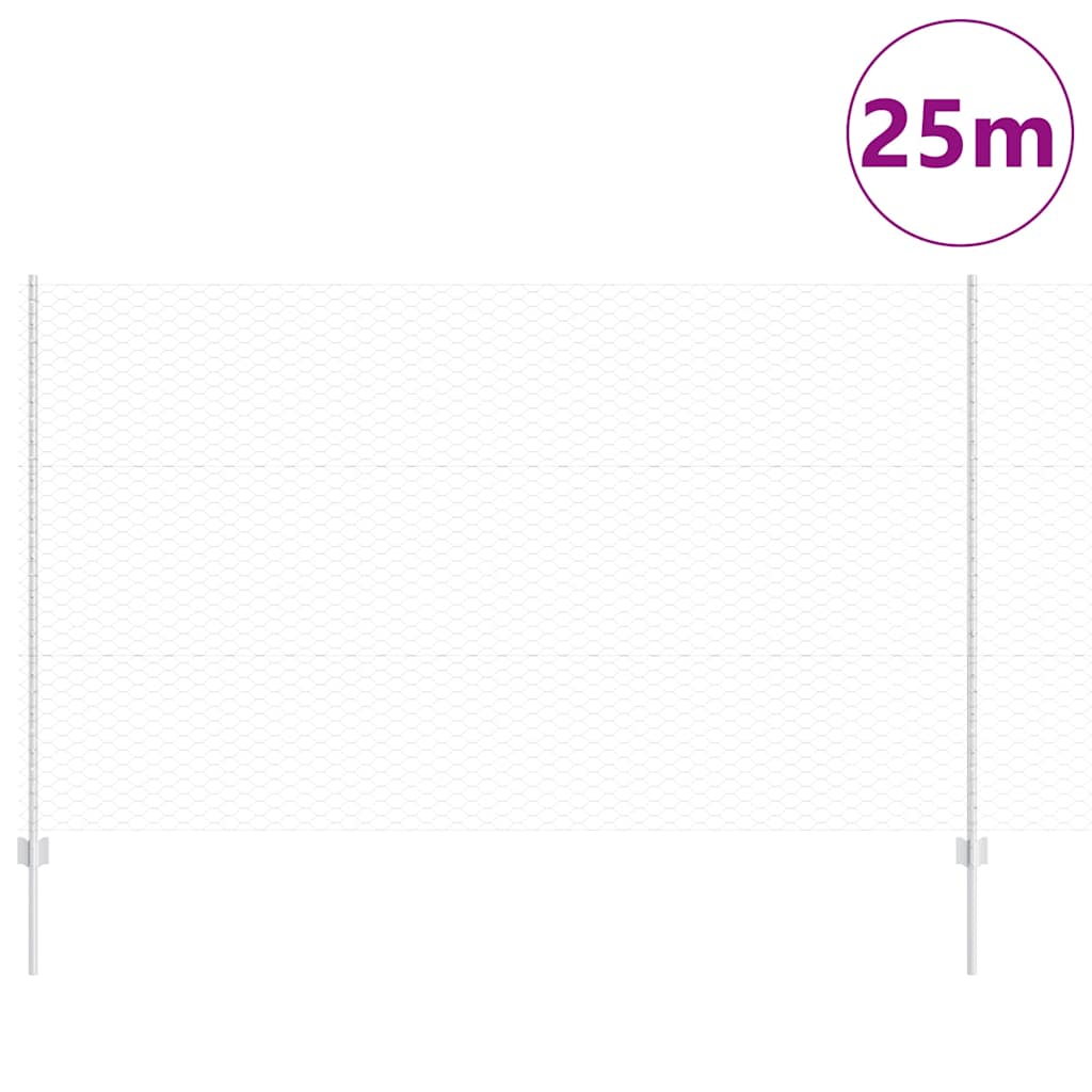 Vidaxl hek met paal zilver 1,4 x 25 m staal