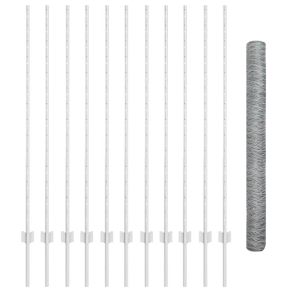 Vidaxl hek met paal zilver 1,4 x 25 m staal