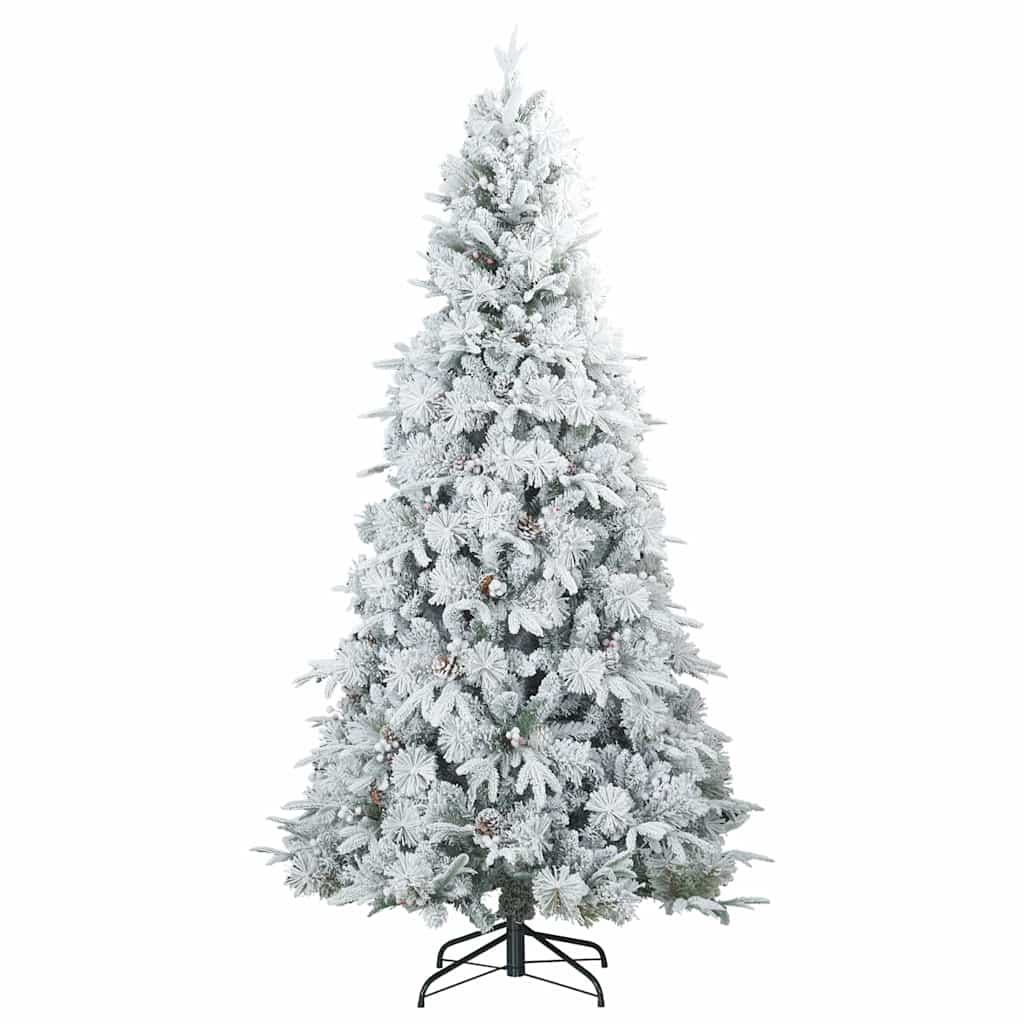Vidaxl kunst kerstboom met geveerde takken, sneeuw bedekt wit 210 cm