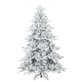 Vidaxl kunst kerstboom met geveerde takken, sneeuw bedekt wit 210 cm