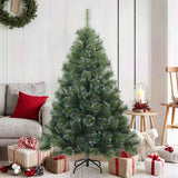 Vidaxl kunst kerstboom met geveerde takken, sneeuw bedekt groen 150 cm