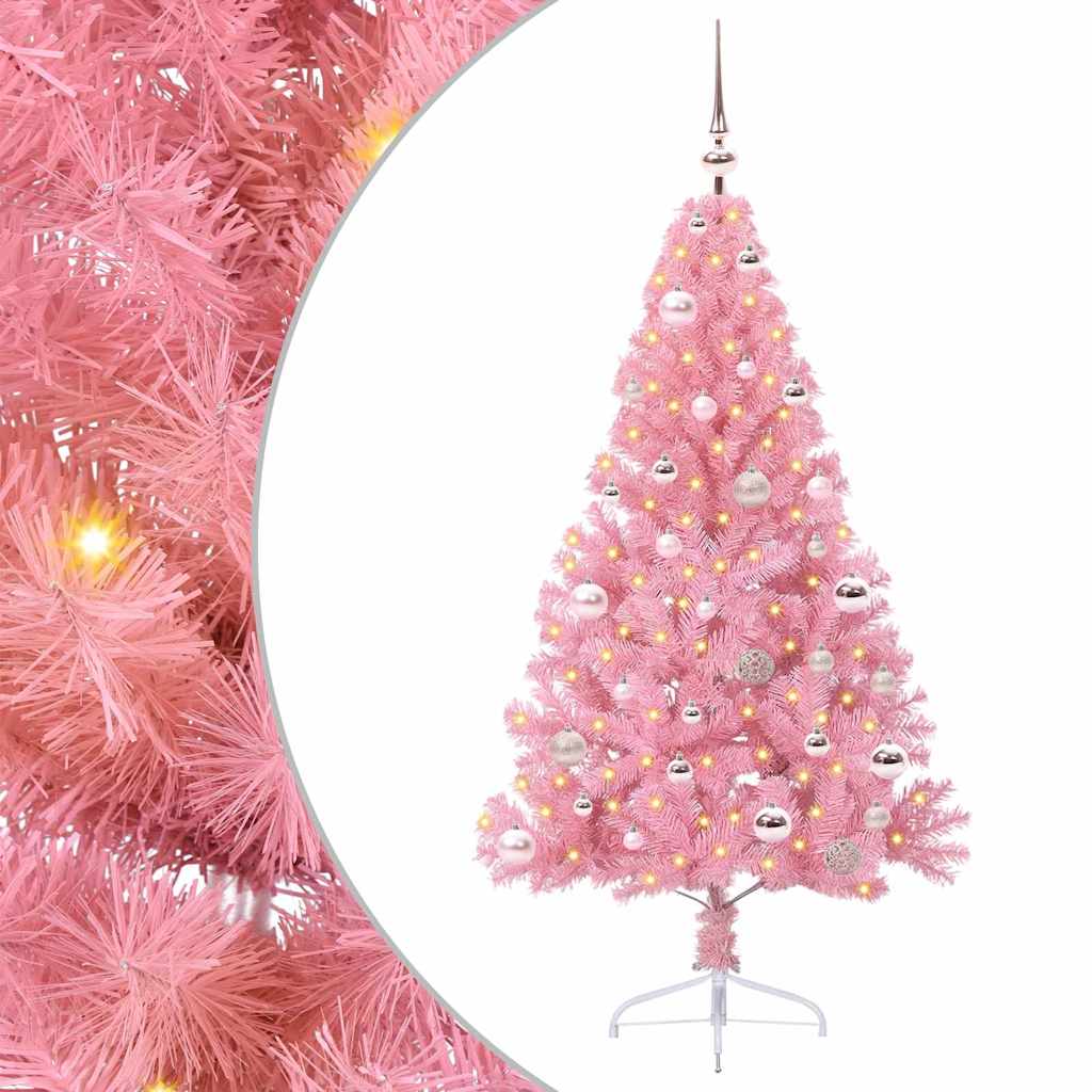 Vidaxl kunstmatig voorverlicht kerstboom met 150 led roze 150 cm pvc