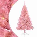Vidaxl kunstmatig voorverlicht kerstboom met 300 led roze 180 cm pvc
