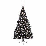 Vidaxl kunstmatig voorverlicht kerstboom met 300 led zwart 180 cm pvc