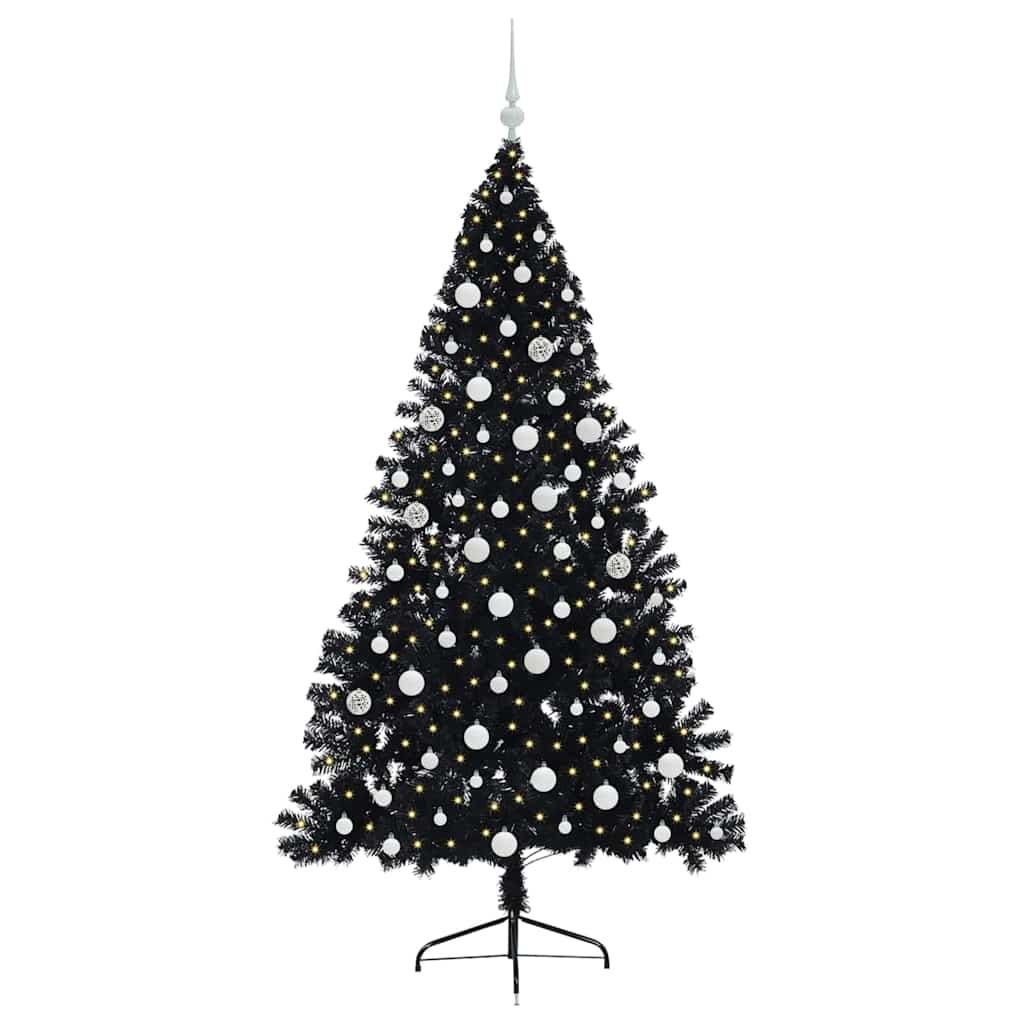 Vidaxl kunstmatig voorverlicht kerstboom met 300 led zwart 180 cm pvc