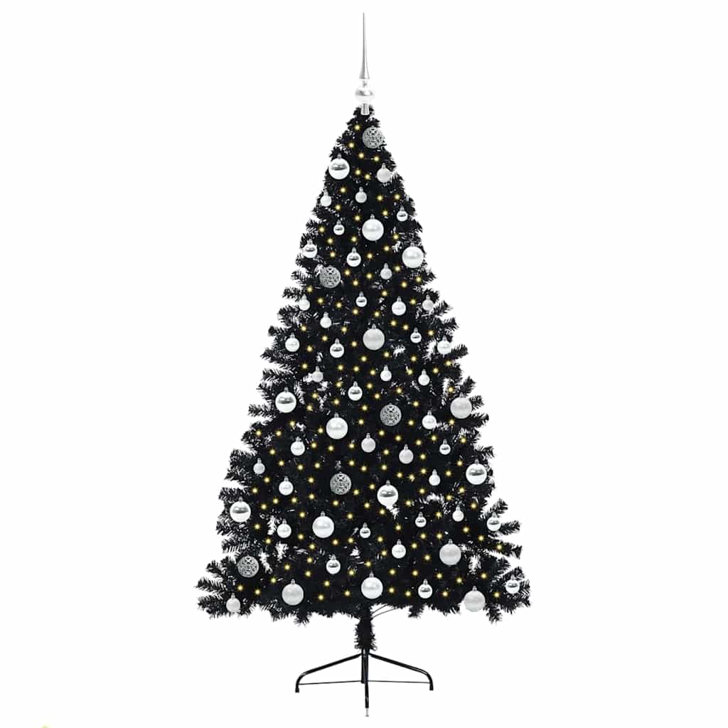 Vidaxl kunstmatig voorverlicht kerstboom met 300 led zwart 180 cm pvc