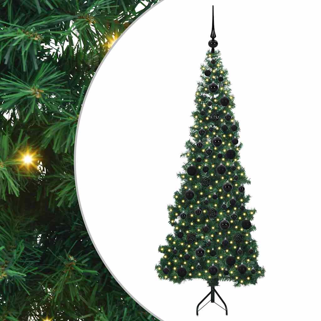 Vidaxl hoek kunstkerstboom met 300 led groen 180 cm pvc en metaal