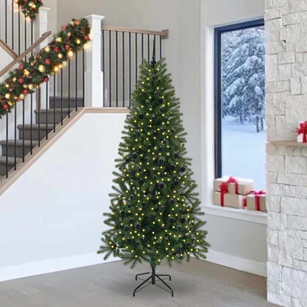 Vidaxl kunstkerstboom met 300 led met standaard groen 240 cm pe en pvc
