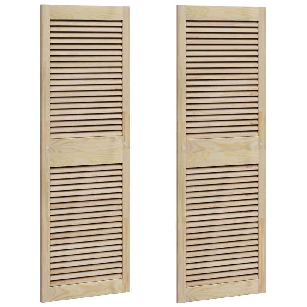 Vidaxl kastdeur 2 pcs naturel 49,5 x 2,1 x 140,5 cm massief grenenhout