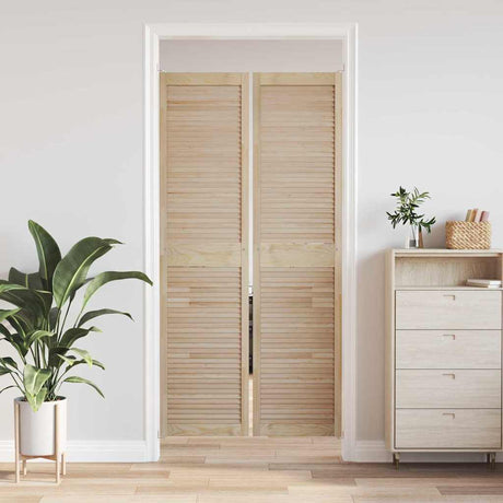 Vidaxl kastdeur 2 pcs naturel 201 x 2,1 x 49,5 cm massief grenenhout