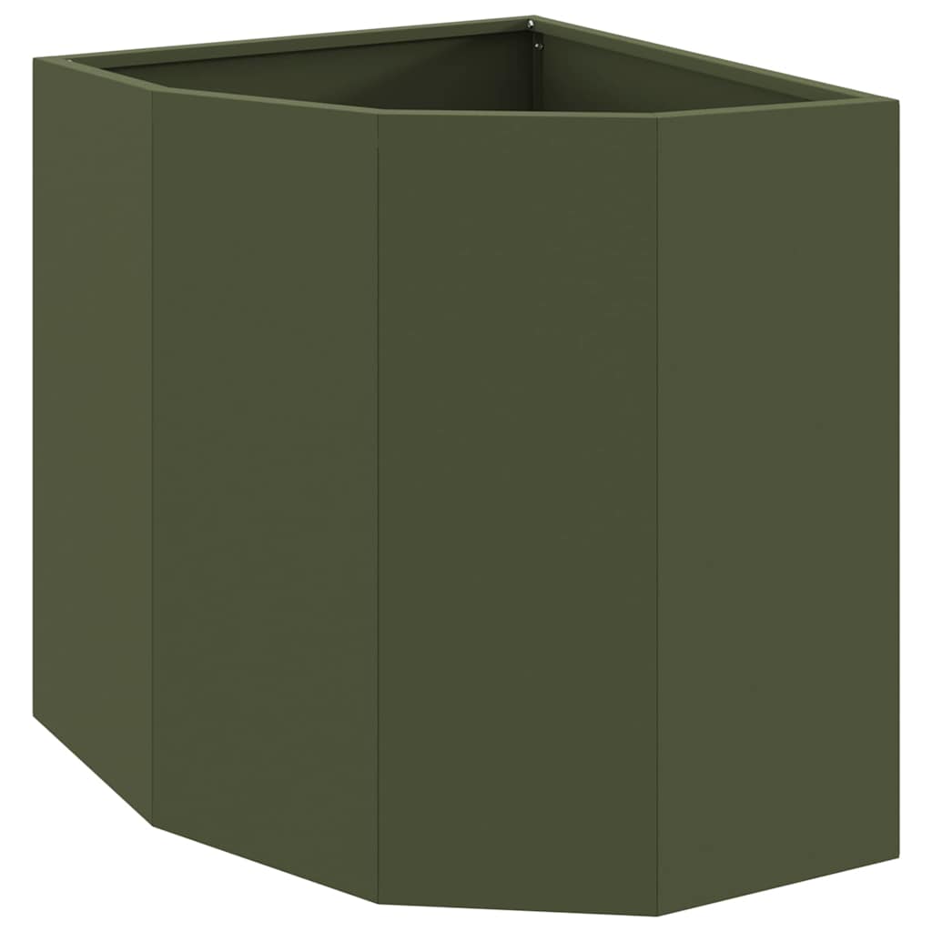 Vidaxl hoek plantbak olijfgroen 45 x 45 x 50 cm staal