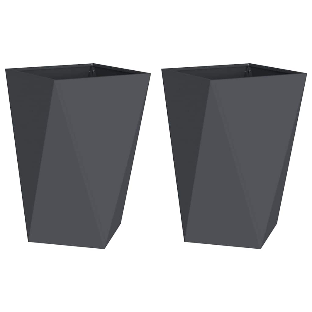 Vidaxl plantenbak 2 pcs antraciet 50 x 50 x 75 cm staal