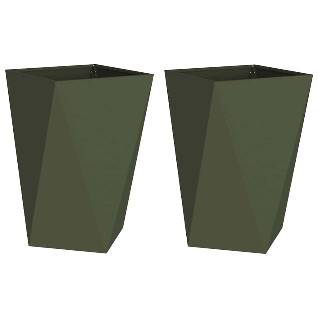 Vidaxl plantenbak 2 pcs olijf groen 50 x 50 x 75 cm staal