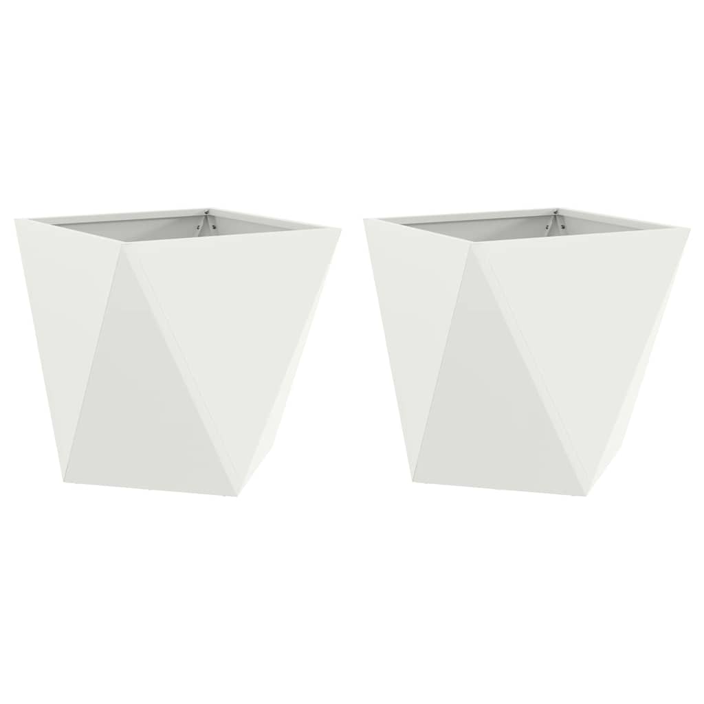 Vidaxl plantenbak 2 pcs wit 40 x 40 x 40 cm staal