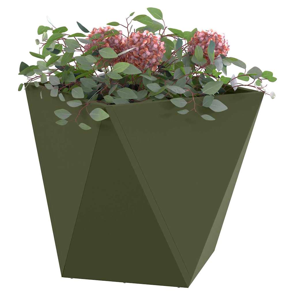 Vidaxl plantenbak 2 pcs olijf groen 40 x 40 x 40 cm staal