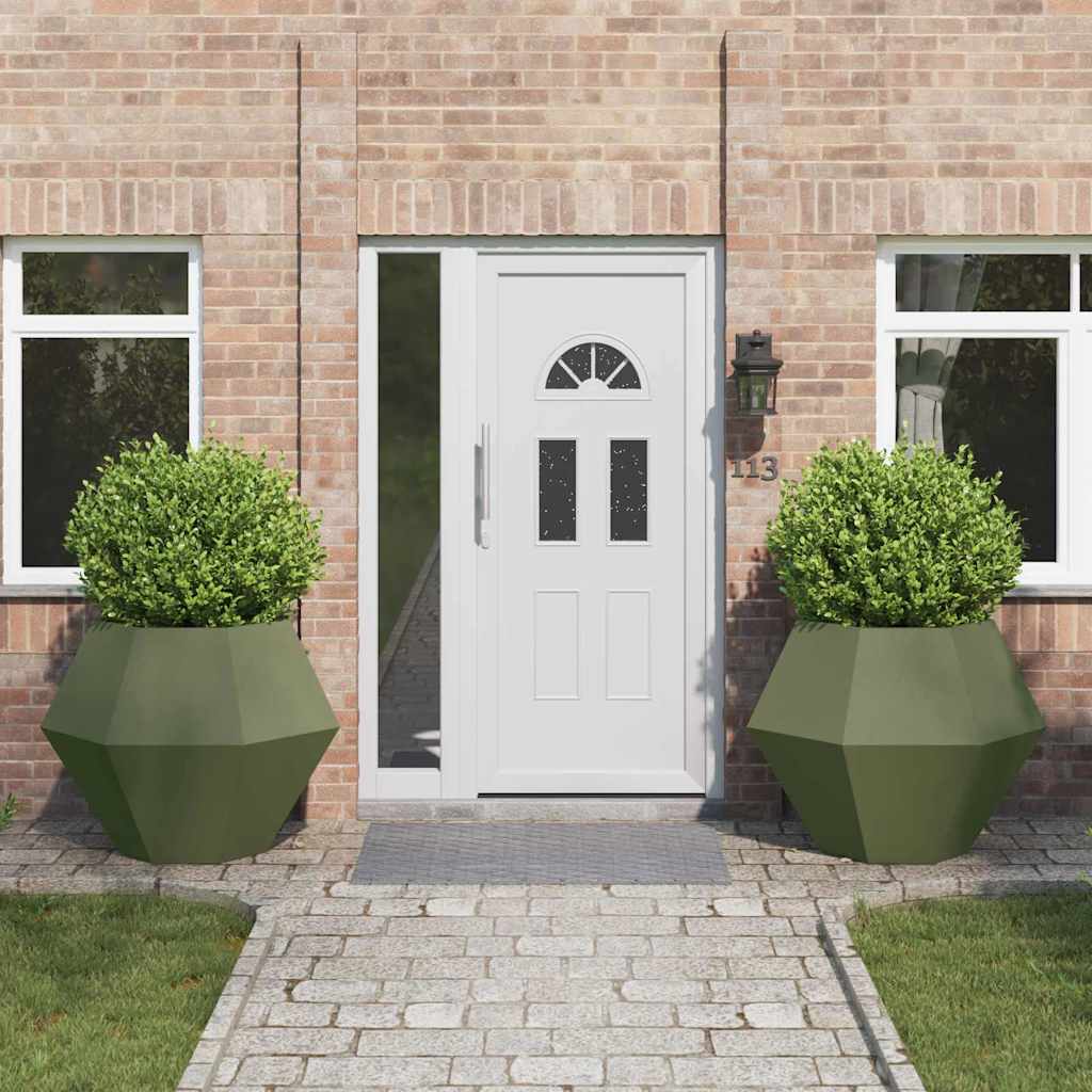 Vidaxl plantenbak 2 pcs olijf groen 100 x 100 x 80 cm staal